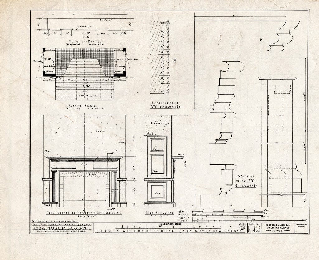 Historic Pictoric : Blueprint HABS NJ,5-CAPMA.V,15- (Sheet 10 of 16) - Judge Way House, U.S. Highway 9, Cape May, Cape May County, NJ