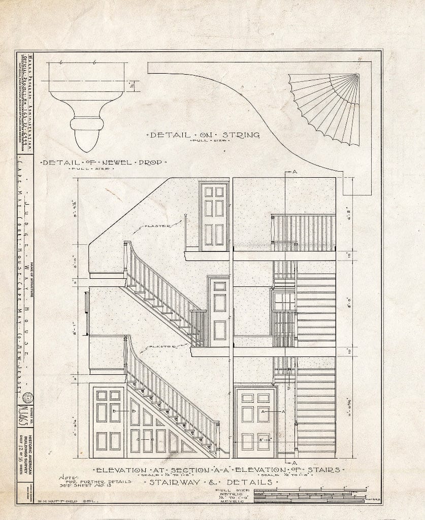 Historic Pictoric : Blueprint HABS NJ,5-CAPMA.V,15- (Sheet 12 of 16) - Judge Way House, U.S. Highway 9, Cape May, Cape May County, NJ