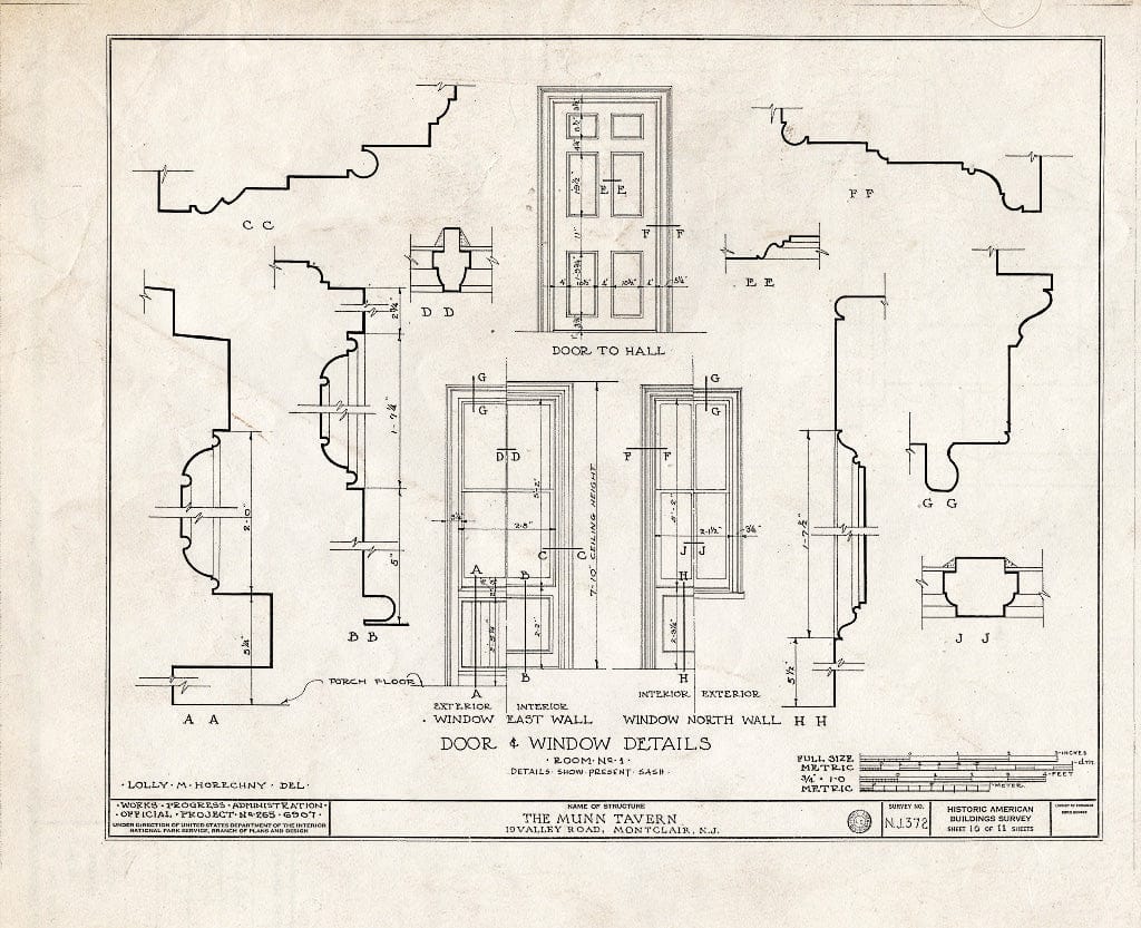 Historic Pictoric : Blueprint HABS NJ,7-MONC,2- (Sheet 10 of 11) - Munn Tavern, 19 Valley Road, Montclair, Essex County, NJ