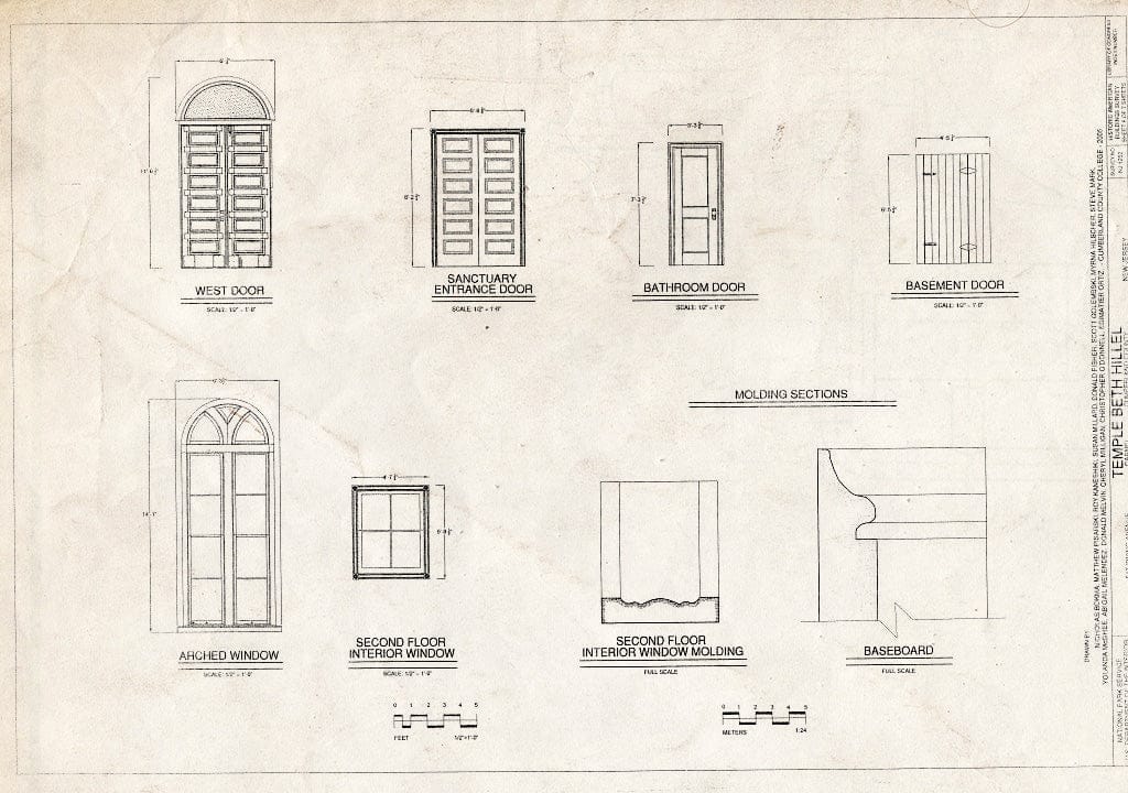 Blueprint Door and Window Details - Temple Beth Hillel, 547 Irving Avenue, Millville, Cumberland County, NJ