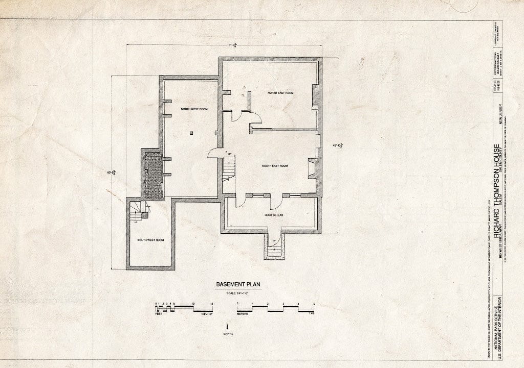 Blueprint Basement Plan - Richard Thompson House, 109 West Broadway, Salem, Salem County, NJ