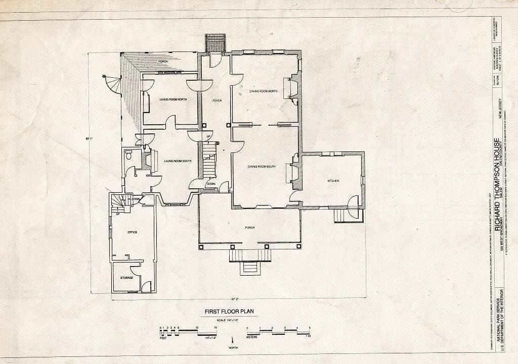 Blueprint First Floor Plan - Richard Thompson House, 109 West Broadway, Salem, Salem County, NJ