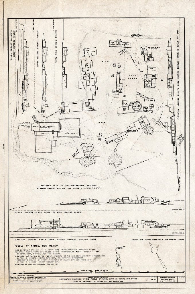 Blueprint Elevations and Sections - Pueblo of Nambe, State Road 4 Vicinity, Nambe Pueblo, Santa Fe County, NM