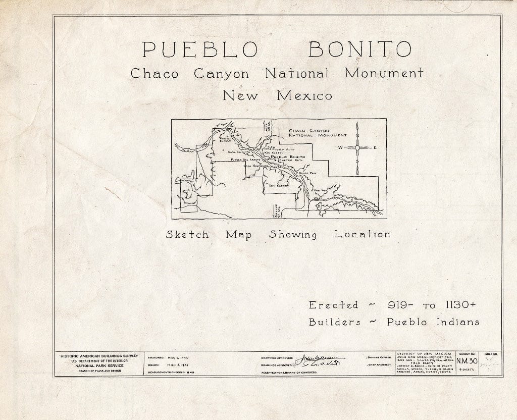 Blueprint 0. Cover Sheet with Location Sketch map - Pueblo Bonito, South Terminus of NM56 & North Terminus of NM164, Nageezi, San Juan County, NM