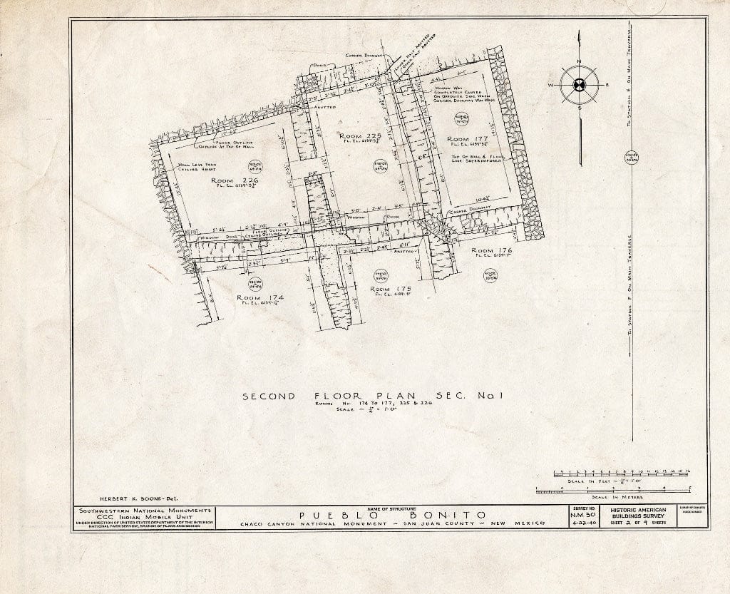 Blueprint 2. Second Floor Plan, Section #1 - Pueblo Bonito, South Terminus of NM56 & North Terminus of NM164, Nageezi, San Juan County, NM