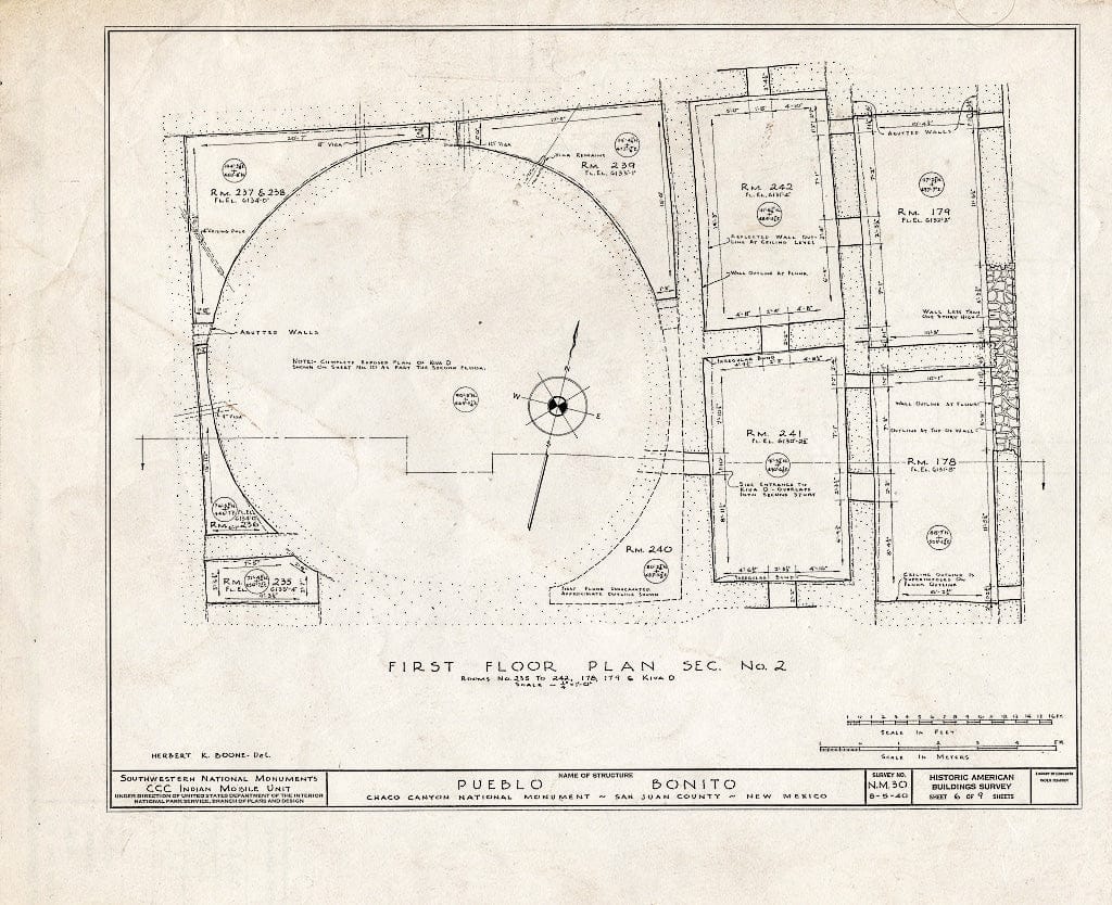 Blueprint 6. First Floor Plan, Section #2 - Pueblo Bonito, South Terminus of NM56 & North Terminus of NM164, Nageezi, San Juan County, NM