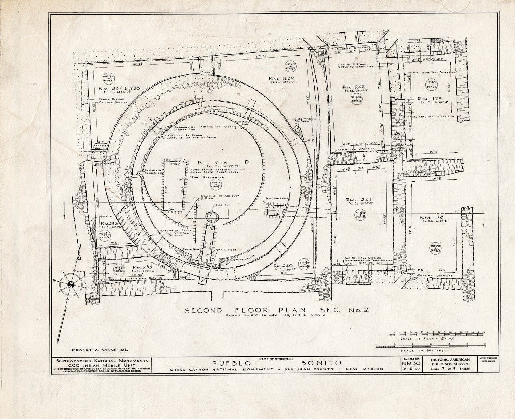 Blueprint 7. Second Floor Plan, Section #2 - Pueblo Bonito, South Terminus of NM56 & North Terminus of NM164, Nageezi, San Juan County, NM