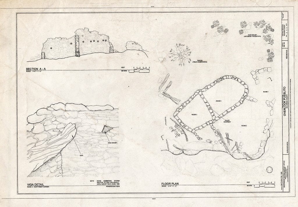 Blueprint Floor Plan, Viga Detail & Section - Overlook Pueblito, Superior Mesa, Dulce, Rio Arriba County, NM