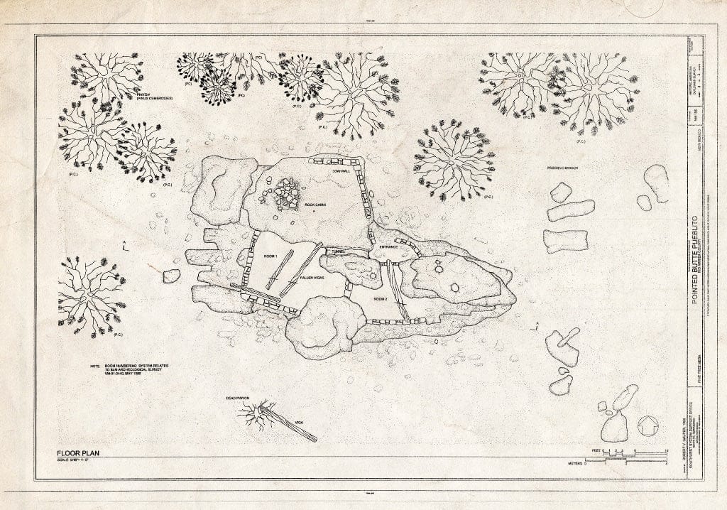 Blueprint Floor Plan - Pointed Butte Pueblito, Cibola Canyon, Dulce, Rio Arriba County, NM