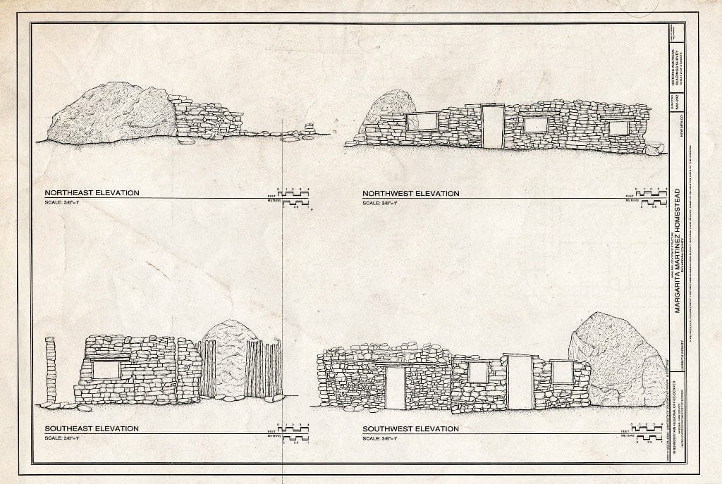 Blueprint Elevations - Margarita Martinez Homestead, Lindrith, Rio Arriba County, NM