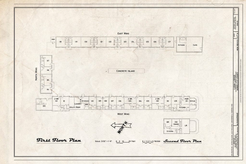 Blueprint First Floor Plan - Luna Lodge, 9119 Central Avenue Northeast, Albuquerque, Bernalillo County, NM