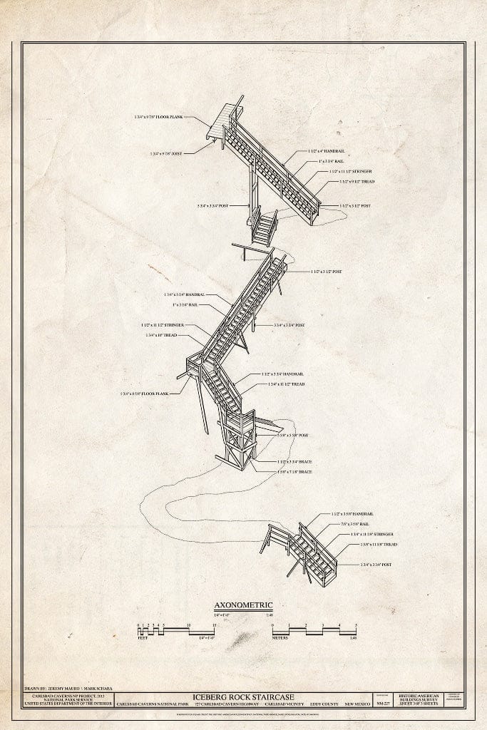 Blueprint Axonometric - Iceberg Rock Staircase, 727 Carlsbad Cavern Highway, Carlsbad, Eddy County, NM