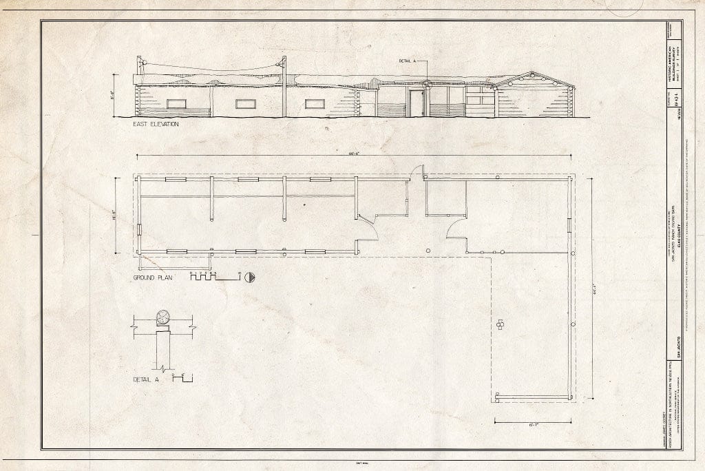 Blueprint East Elevation, Plan - San Jacinto Ranch, Calving Barn, San Jacinto, Elko County, NV