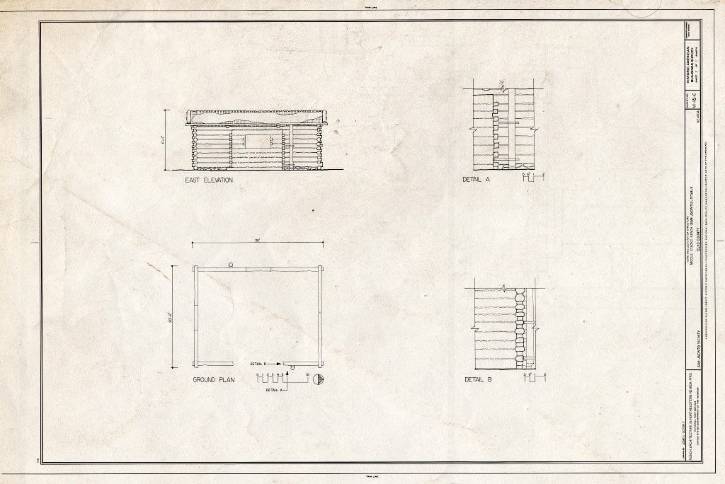 Blueprint East Elevation, Plan, Details - Middle Stacks (San Jacinto), Stable, San Jacinto, Elko County, NV