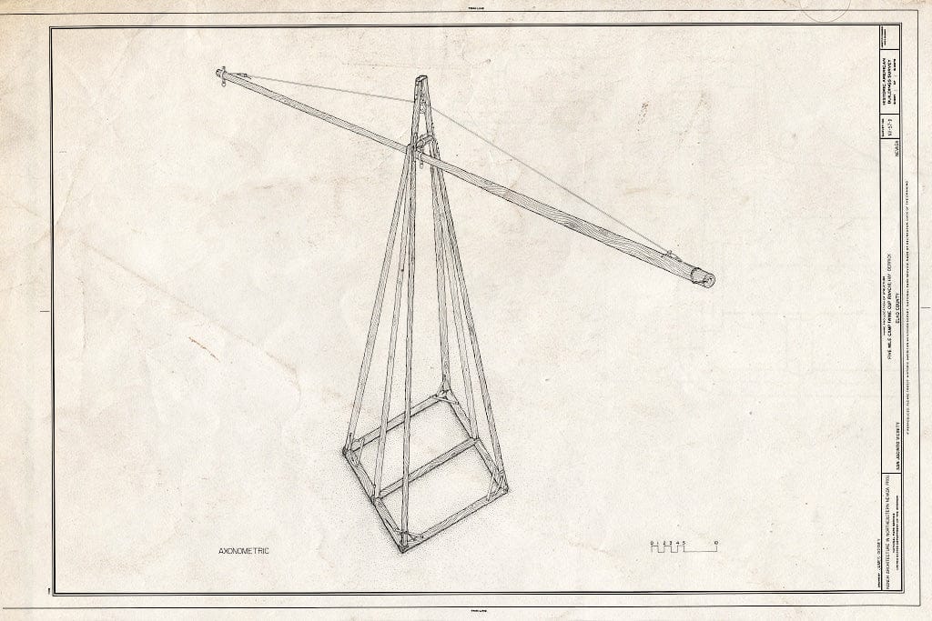 Blueprint Axonimetric - Five Mile Camp (Wine Cup Ranch), Hay Derrick, San Jacinto, Elko County, NV