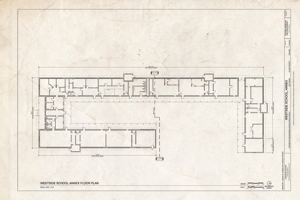 Blueprint Annex Floor Plan - Westside School, Annex, Corner of Washington Avenue and D Street, Las Vegas, Clark County, NV