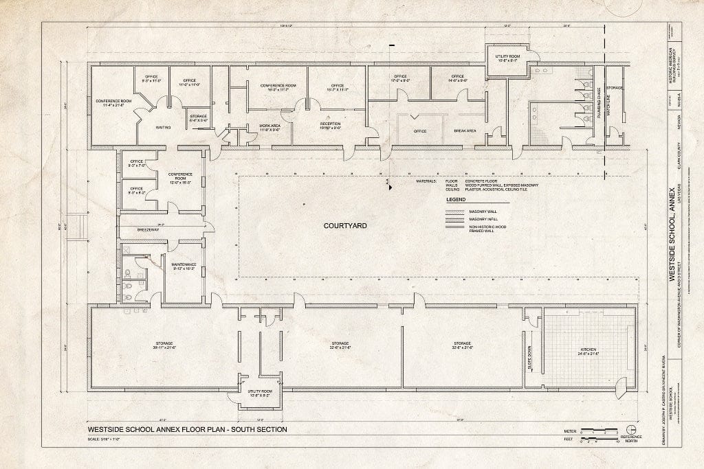 Blueprint Annex Floor Plan - South Section - Westside School, Annex, Corner of Washington Avenue and D Street, Las Vegas, Clark County, NV