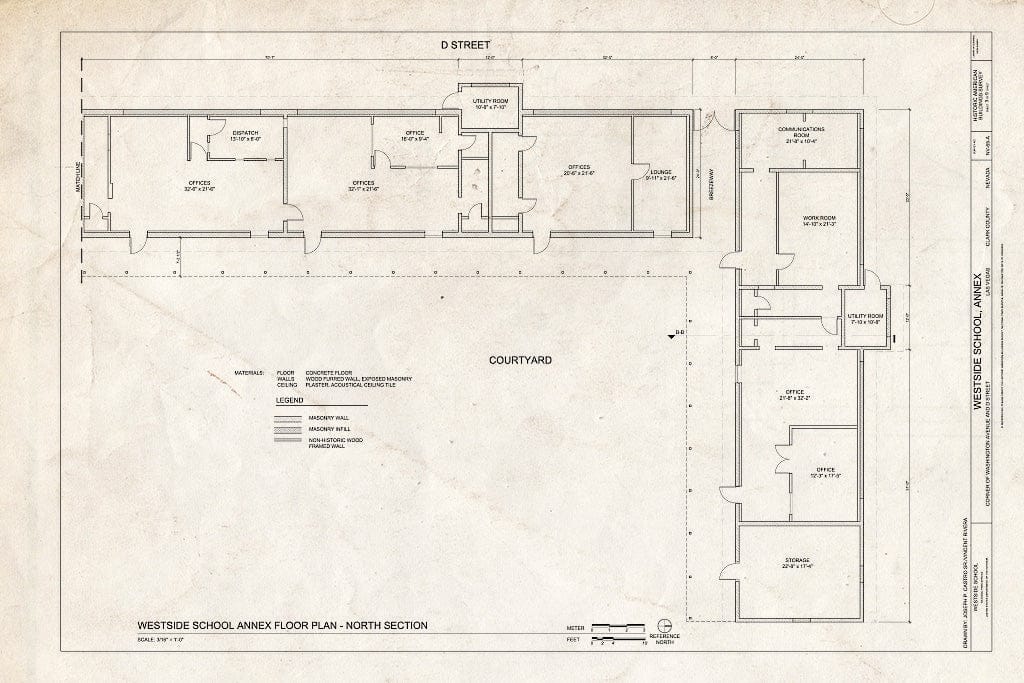 Blueprint Annex Floor Plan - North Section - Westside School, Annex, Corner of Washington Avenue and D Street, Las Vegas, Clark County, NV