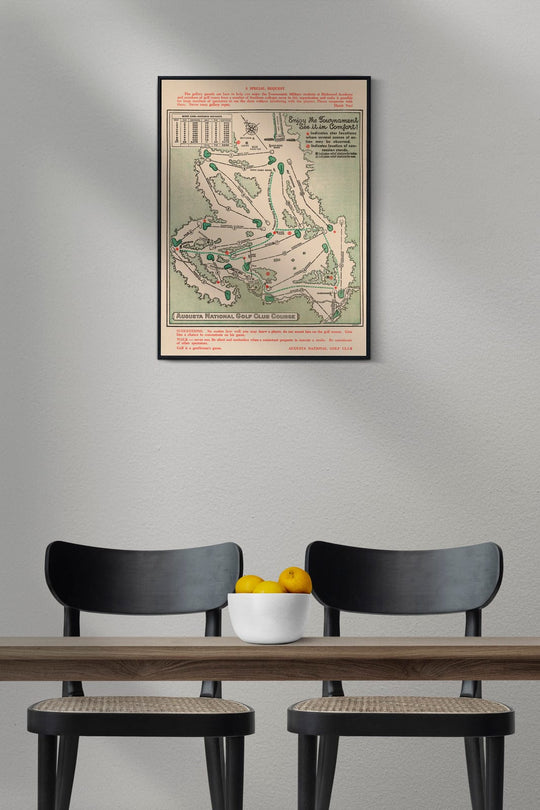 Historic Golf Course Map - Augusta National Golf Club Course, 1954 - Vintage Wall Art